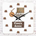 Kişiye Özel Yılın En Odunu Hediye Ahşap Saat 33cm KA01-1192