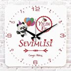 Kişiye Özel Yılın En Sevimlisi Hediye Ahşap Saat 33cm KA01-1195