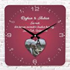 Sevgililer Günü Hediyesi Fotoğraflı Ahşap Saat 33cm KA01-1295