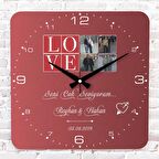 Sevgililer Günü Hediyesi Fotoğraflı Ahşap Saat 33cm KA01-1310