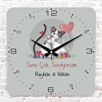 Sevgililer Günü Hediyesi Ahşap Saat 33cm KA01-1356