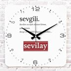 Sevgililer Günü Hediyesi Sevgili Anlamı Ahşap Saat 33cm KA01-1361