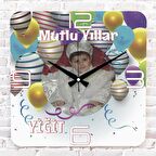 Kişiye Özel Fotoğraflı İyi ki Doğdun Tasarımlı Ahşap Saat 33cm KA01-1370