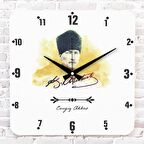 Kişiye Özel Atatürk Tasarımlı Hediye Ahşap Saat 33cm KA01-1451