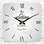 Kişiye Özel Atatürk Tasarımlı Hediye Ahşap Saat 33cm KA01-1459