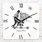 Kişiye Özel Atatürk Tasarımlı Hediye Ahşap Saat 33cm KA01-1461