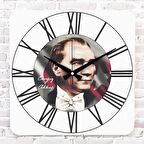 Kişiye Özel Atatürk Tasarımlı Hediye Ahşap Saat 33cm KA01-1469