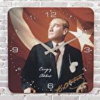 Kişiye Özel Atatürk Tasarımlı Hediye Ahşap Saat 33cm KA01-1475