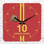 Kişiye Özel Sarı & Kırmızı Aslan Tasarımlı Ahşap Saat 33cm KA01-1544