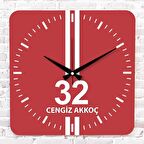 Kırmızı & Beyaz Ispartalılara Özel Ahşap Saat 33cm KA01-1583