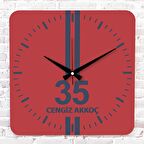 Kırmızı & Lacivert İzmirlilere Özel Ahşap Saat 33cm KA01-1587