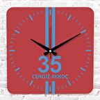 Mavi & Kırmızı İzmirlilere Özel Ahşap Saat 33cm KA01-1588