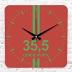 Kırmızı & Yeşil İzmirlilere Özel Ahşap Saat 33cm KA01-1590
