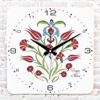 Kişiye Özel Çini Desenli Hediye Ahşap Saat 33cm KA01-1692