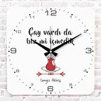 Kişiye Özel Çay vardı da biz mi içmedik Tasarımlı Hediye Ahşap Saat 33cm KA01-1721