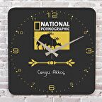 Kişiye Özel National Pornographic Tasarımlı Hediye Ahşap Saat 33cm KA01-1743