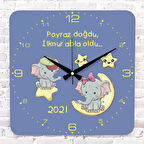 Kişiye Özel Çocuk Odası Hediyesi Ahşap Saat 33cm KA01-1776