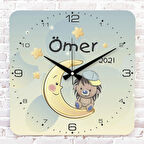 Kişiye Özel Çocuk Odası Hediyesi Ahşap Saat 33cm KA01-1777