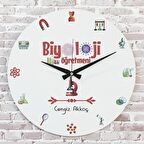 Biyoloji Öğretmenine Hediye Ahşap Saat 33cm  KA02-1036