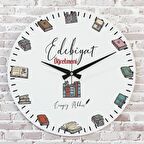 Edebiyat Öğretmenine Hediye Ahşap Saat 33cm  KA02-1040
