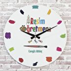 Resim Öğretmenine Hediye Ahşap Saat 33cm  KA02-1055