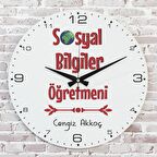 Sosyal Bilgiler Öğretmenine Hediye Ahşap Saat 33cm  KA02-1059