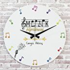 Müzik Öğretmenine Hediye Ahşap Saat 33cm  KA02-1062