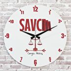 Savcıya Hediye Ahşap Saat 33cm  KA02-1084