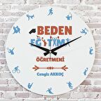 Beden Eğitimi Öğretmenine Hediye Ahşap Saat 33cm  KA02-1087