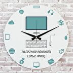 Bilgisayar Mühendisine Hediye Ahşap Saat 33cm  KA02-1103