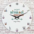 Biyoloji Öğretmenine Hediye Ahşap Saat 33cm  KA02-1106