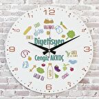 Diyetisyene Hediye Ahşap Saat 33cm  KA02-1120