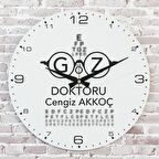 Göz Doktoruna Hediye Ahşap Saat 33cm  KA02-1152