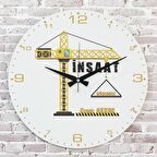 İnşaat Mühendisine Hediye Ahşap Saat 33cm  KA02-1170