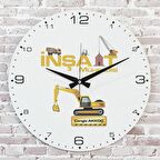 İnşaat Mühendisine Hediye Ahşap Saat 33cm  KA02-1171