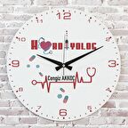 Kardiyoloğa Hediye Ahşap Saat 33cm  KA02-1178