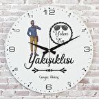 Kişiye Özel Yılın En Yakışıklısı Hediye Ahşap Saat 33cm  KA02-1197