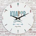 Kadın Kuaförüne Hediye Ahşap Saat 33cm  KA02-1202