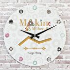 Makine Mühendisine Hediye Ahşap Saat 33cm  KA02-1214