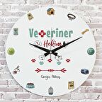 Veteriner Hekime Hediye Ahşap Saat 33cm  KA02-1258