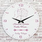 Anneler Günü Hediyesi Ahşap Saat 33cm  KA02-1273