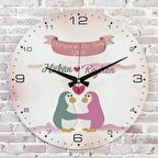 Sevgililer Günü Hediyesi Ahşap Saat 33cm  KA02-1341