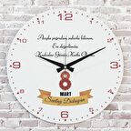 8 Mart Kadınlar Gününe Özel Hediye Ahşap Saat 33cm  KA02-1366