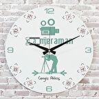 Kameramana Hediye Ahşap Saat 33cm  KA02-1378