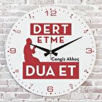 Kişiye Özel Dert etme, Dua et Tasarımlı Hediye Ahşap Saat 33cm  KA02-1428