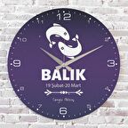 Balık Burcuna Hediye Ahşap Saat 33cm  KA02-1529