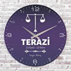 Terazi Burcuna Hediye Ahşap Saat 33cm  KA02-1536