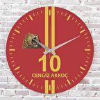 Kişiye Özel Sarı & Kırmızı Aslan Tasarımlı Ahşap Saat 33cm  KA02-1539