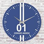 Mavi & Beyaz Adanalılara Hediye Özel Ahşap Saat 33cm  KA02-1544