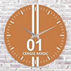 Turuncu & Beyaz Adanalılara Hediye Özel Ahşap Saat 33cm  KA02-1545